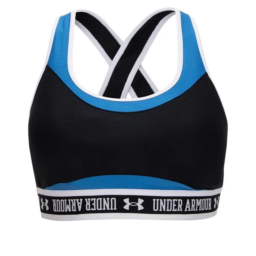 (WMNS) Under Armour Crossback Mid Block Bra 'Black Blue' 1371367-474 sold by KicksCrew