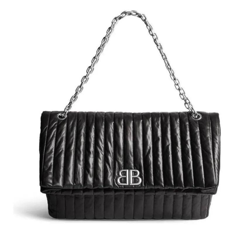 (WMNS) Balenciaga Monaco Large Chain Bag Quilted 'Black' 7659332AASE1000 sold by KicksCrew