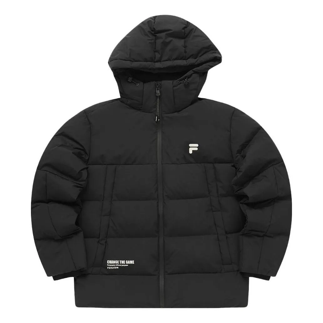FILA FUSION Hooded Down Jacket 'Black' T11M341903A-BK sold by KicksCrew