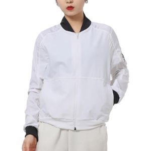 (WMNS) Adidas Fleece Bomber Jackets 'White Black' GP0616 sold by KicksCrew