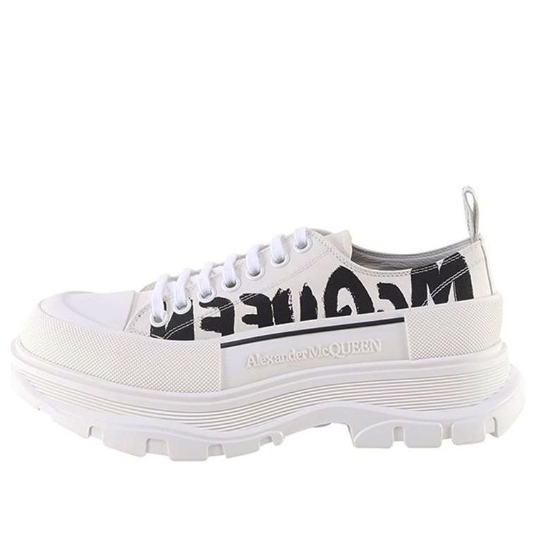 Alexander McQueen High Top Skate Sneakers 'White Black' 682421W4RQ29356 sold by KicksCrew