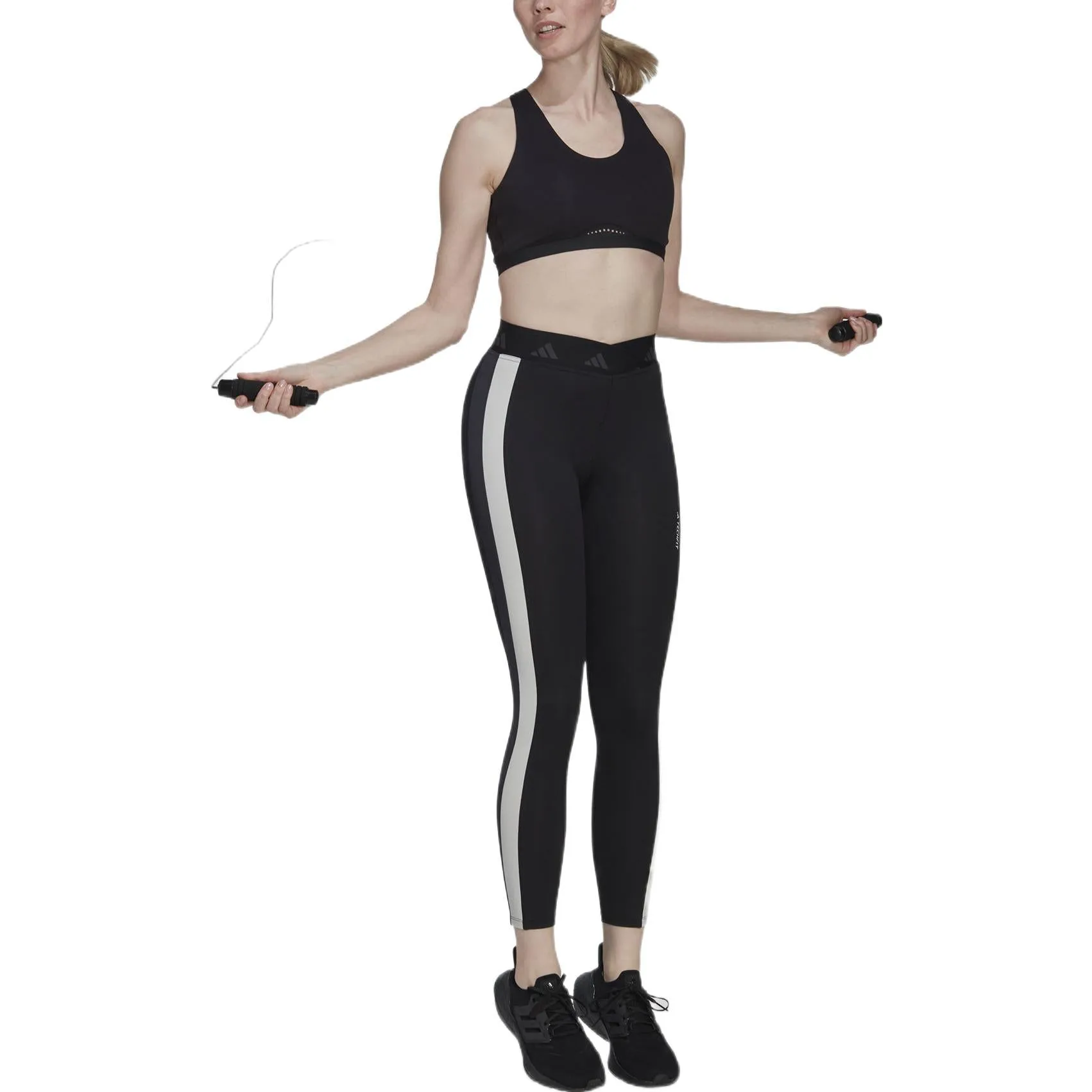 (WMNS) adidas Hyperglam Training Techfit 7/8 Leggings Asia Sizing 'Black White' HZ6955 sold by KicksCrew product image thumbnail 2