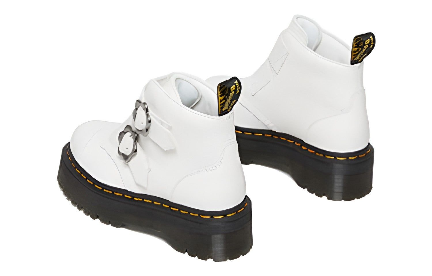(WMNS) Dr.Martens Devon Flower Buckle Leather Platform Boots 'White Black' 27642100 sold by KicksCrew product image thumbnail 3