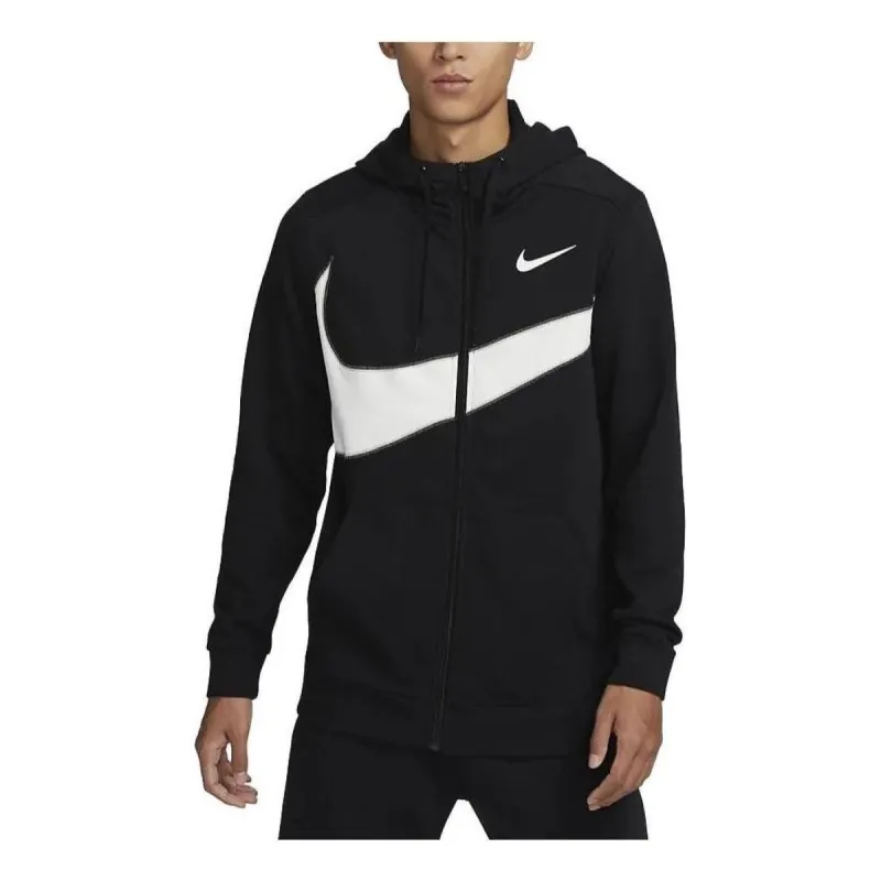 Nike Dri-FIT Fleece Full-Zip Fitness Hoodie 'Black White' FB8576-010 sold by KicksCrew