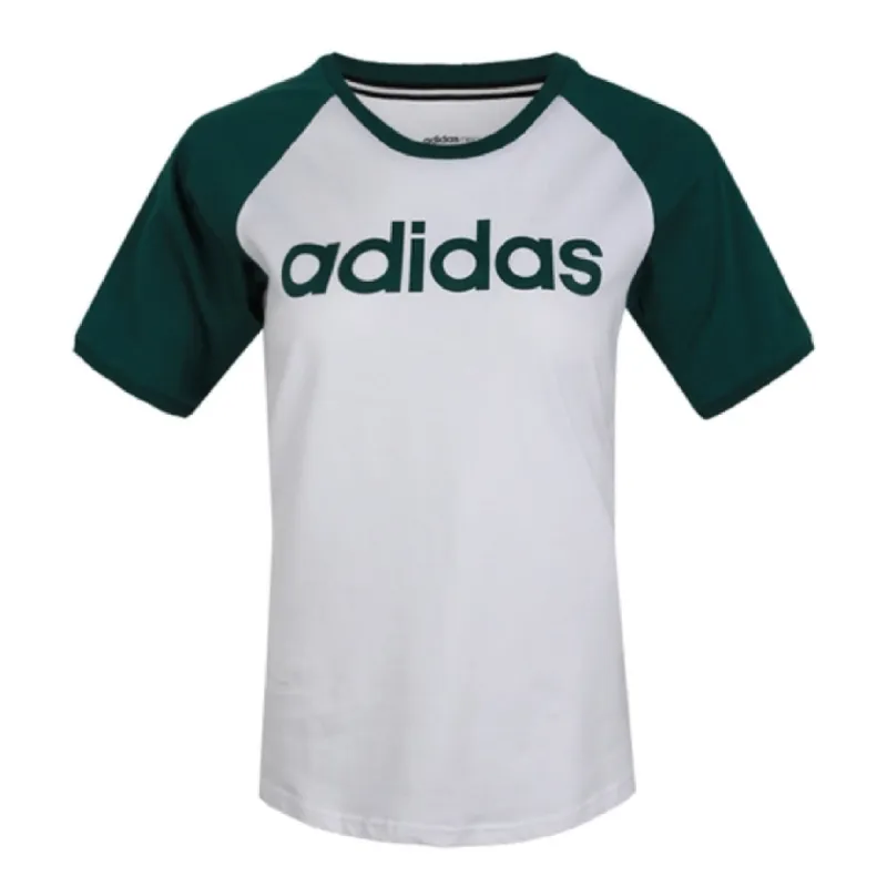 (WMNS) adidas Neo Essentials T-Shirt 'White Green' GL1177 sold by KicksCrew