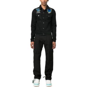 Off-White Varsity Patch Denim Jacket 'Black Blue' OMYE084S23DEN0021069 sold by KicksCrew