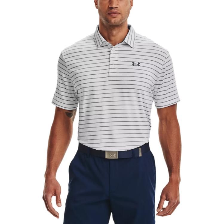 Under Armour Playoff Core Stripe Polo Shirt 'White Grey' 1351130-014 sold by KicksCrew product image thumbnail 2