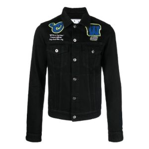 Off-White Varsity Patch Denim Jacket 'Black Blue' OMYE084S23DEN0021069 sold by KicksCrew