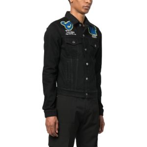 Off-White Varsity Patch Denim Jacket 'Black Blue' OMYE084S23DEN0021069 sold by KicksCrew