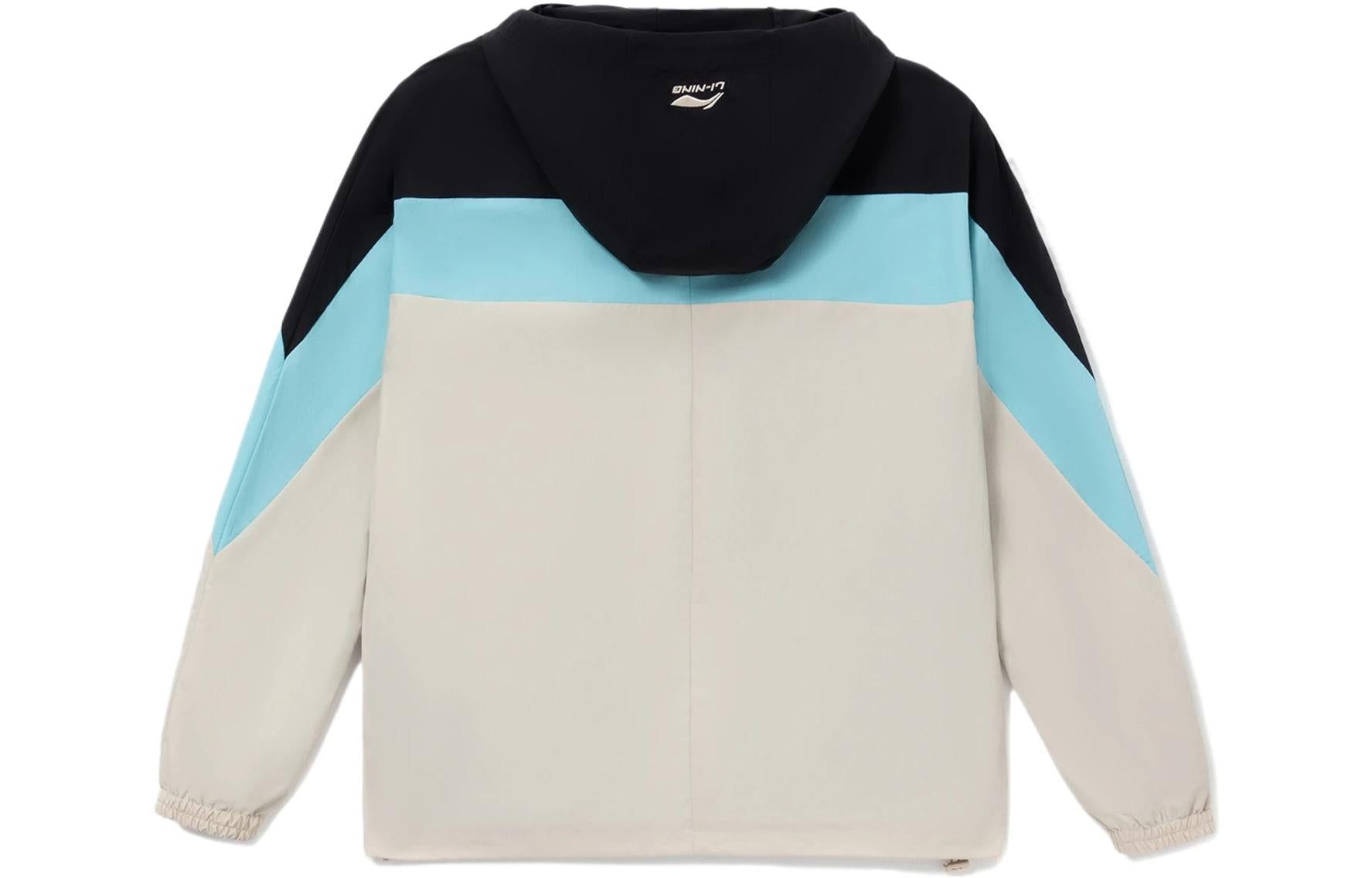 Li-Ning Logo Color Block Full Zip Hooded Jacket 'Black Oatmeal' AFDS033-5 sold by KicksCrew product image thumbnail 2