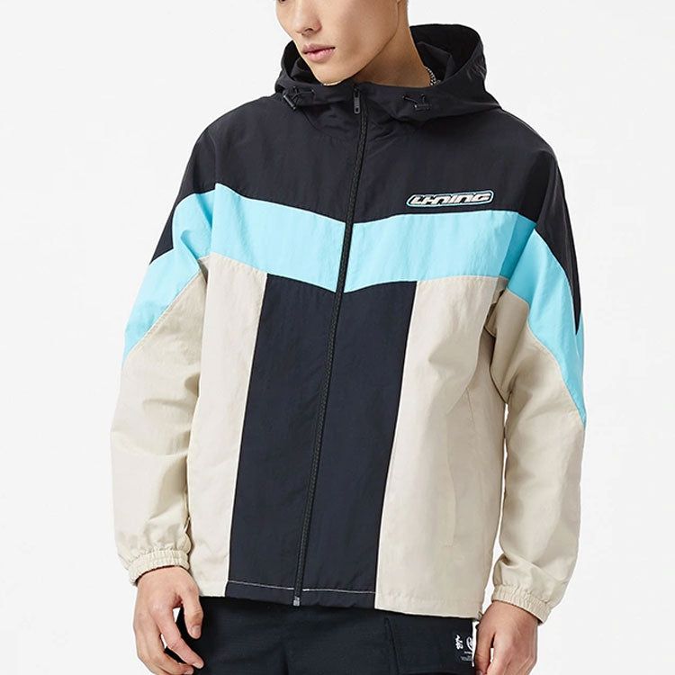 Li-Ning Logo Color Block Full Zip Hooded Jacket 'Black Oatmeal' AFDS033-5 sold by KicksCrew product image thumbnail 3