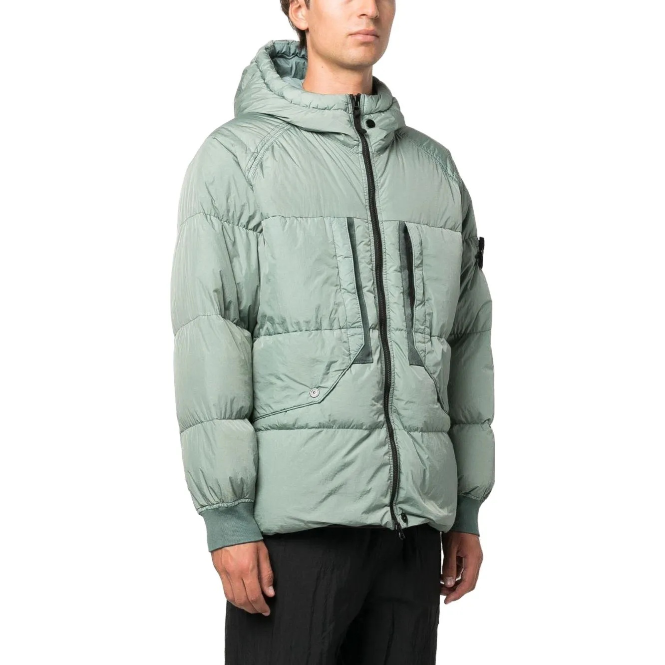 STONE ISLAND Crinkle Reps Hooded Down Jacket 'Sage' 791540723-V0055 sold by KicksCrew product image thumbnail 3