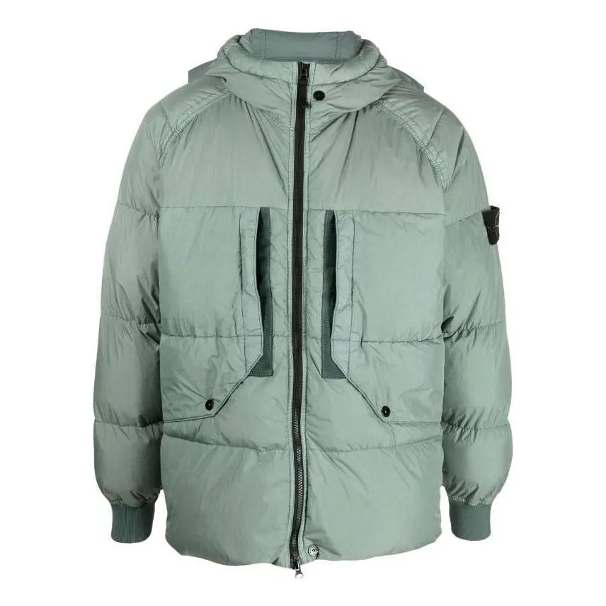 STONE ISLAND Crinkle Reps Hooded Down Jacket 'Sage' 791540723-V0055 sold by KicksCrew