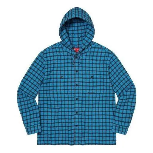 Supreme Mini Plaid Hooded Shirt 'Blue Black' SUP-SS22-171 sold by KicksCrew