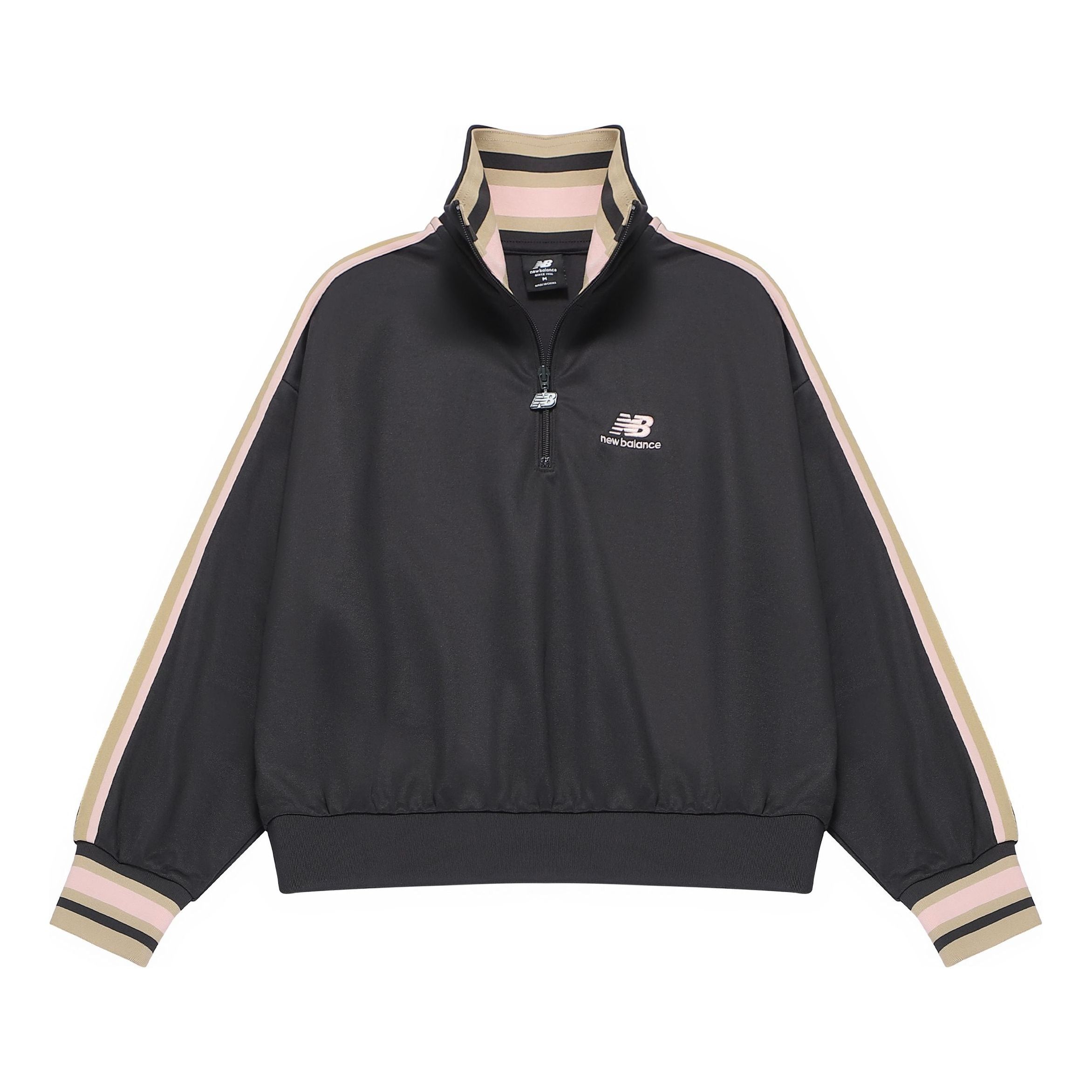 (WMNS) New Balance Half Zip Sweatshirt 'Black Beige' AWT23561-PHM sold by KicksCrew