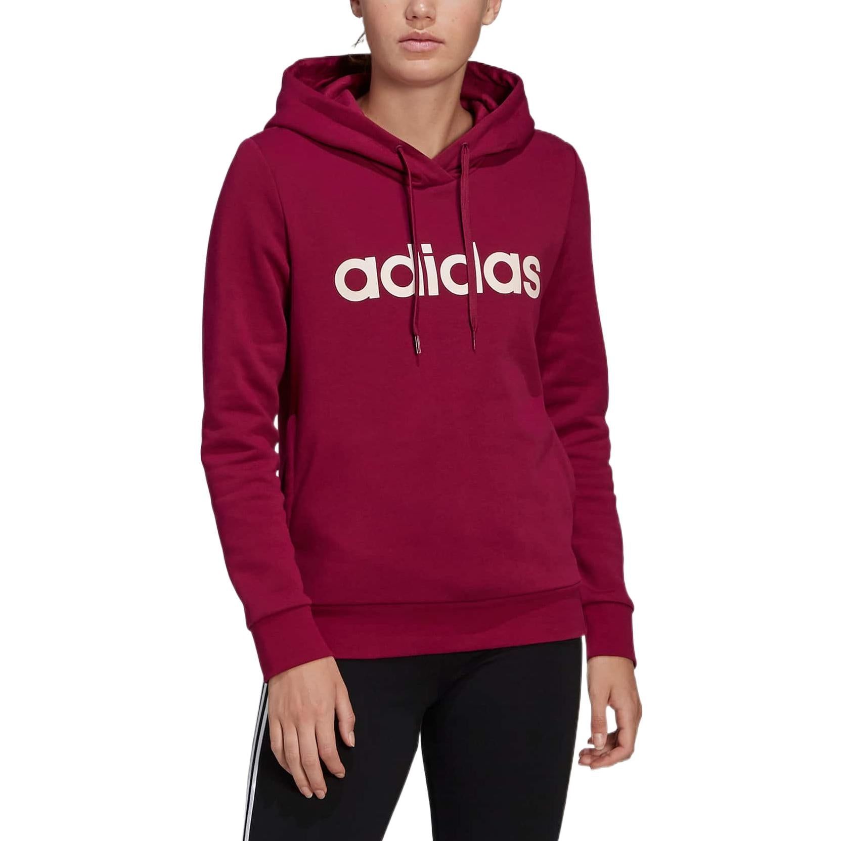 (WMNS) Adidas Linear Hoodie 'Burgundy' GP8733 sold by KicksCrew product image thumbnail 3