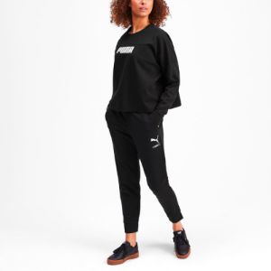 (WMNS) Puma Logo Cropped Crew Sweater 'Black' 581069-01 sold by KicksCrew