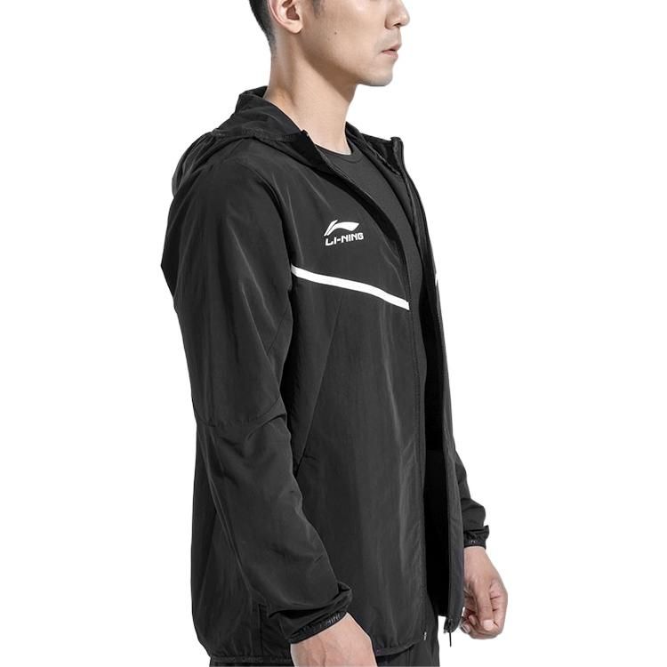 Li-Ning Logo Sports Full Zip Hooded Jacket 'Black' AFDR301-3 sold by KicksCrew product image thumbnail 3