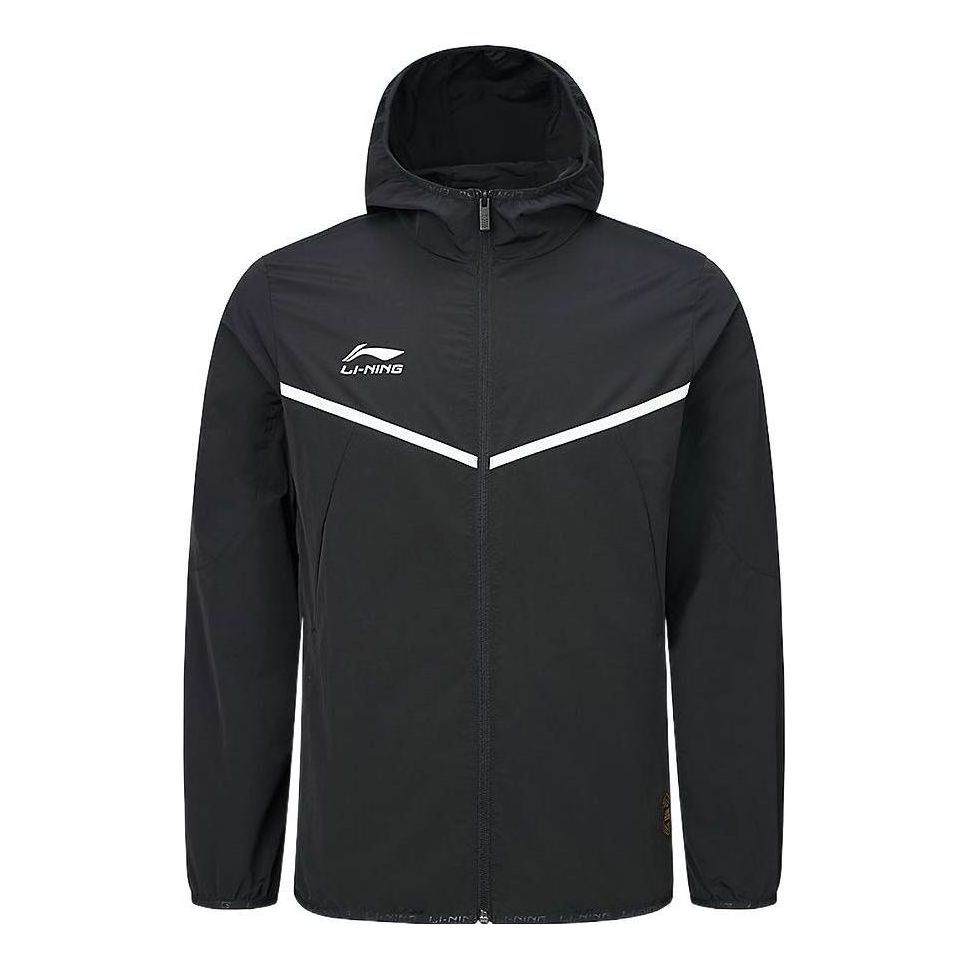 Li-Ning Logo Sports Full Zip Hooded Jacket 'Black' AFDR301-3 sold by KicksCrew