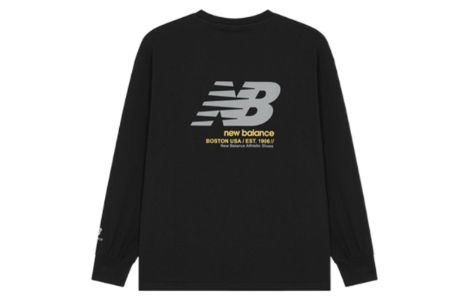 New Balance Logo Print Long Sleeve Top 'Black Yellow' AMT21370-BK sold by KicksCrew