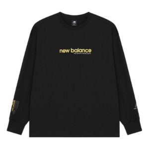 New Balance Logo Print Long Sleeve Top 'Black Yellow' AMT21370-BK sold by KicksCrew