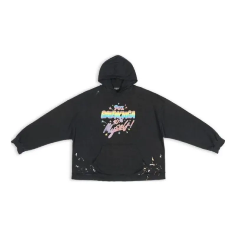 Balenciaga 90/10 Hoodie Wide Fit 'Washed Black' 674986TMVH41055 sold by KicksCrew