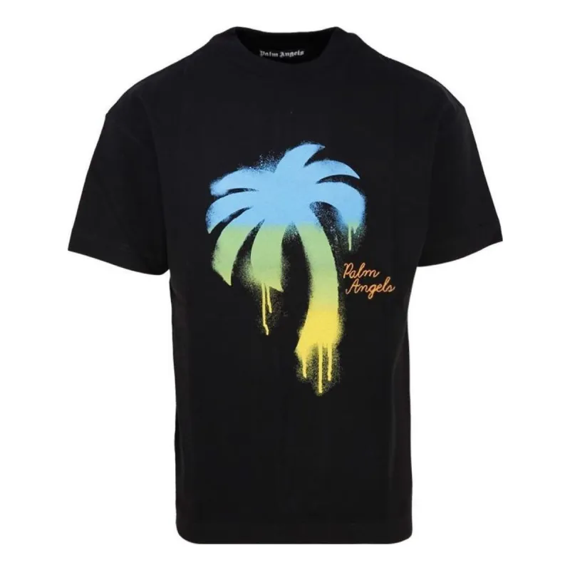 Palm Angels The Palm Classic T-Shirt 'Black Green' PMAA001F22JER0111055 sold by KicksCrew