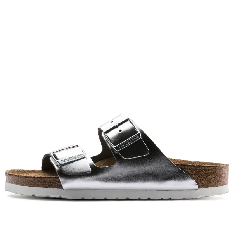 Birkenstock Arizona Soft Footbed Narrow Fit Sandals 'Metallic Silver' 1005961 sold by KicksCrew