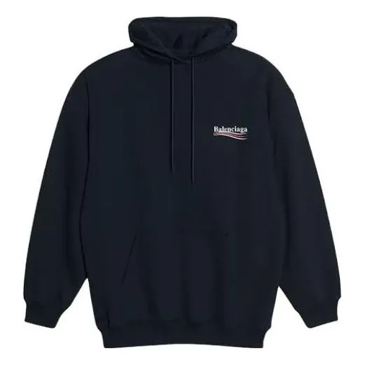 Balenciaga Embroidered Political Campaign Oversized Hoodie 'Black White' 620947TKVI91070 sold by KicksCrew