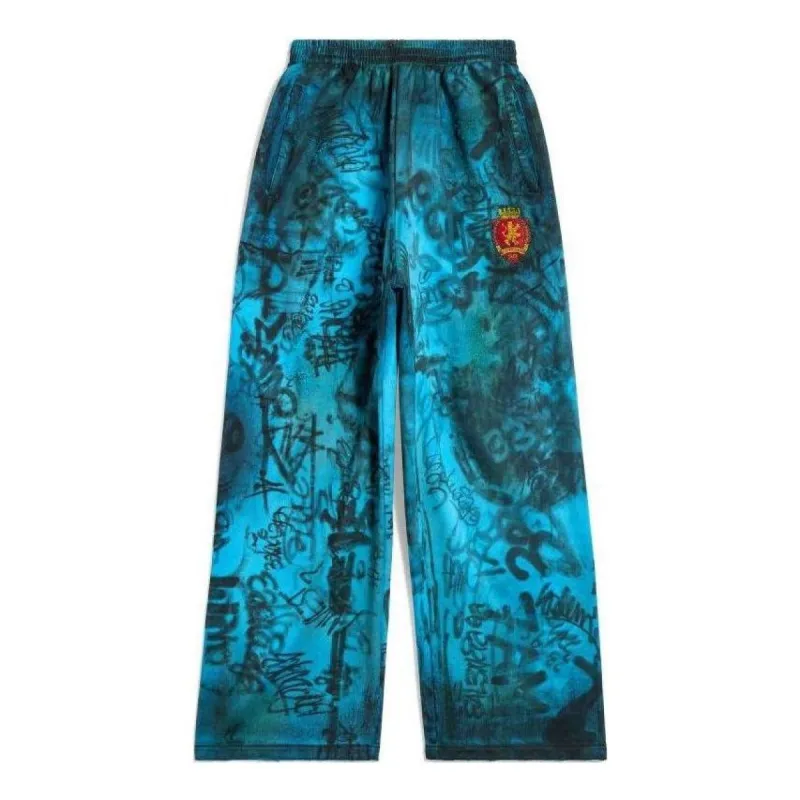 Balenciaga Skater Graffiti Baggy Sweatpants 'Blue Sky' 740028TOVA84900 sold by KicksCrew