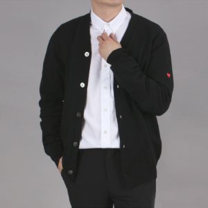 COMME des GARCONS PLAY Small Heart Cardigan 'Black' AZ-N042-051-1 sold by KicksCrew
