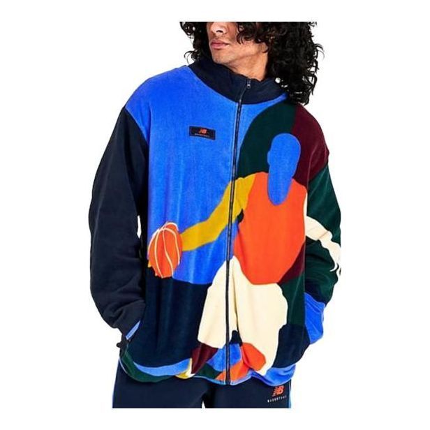 New Balance Abstract Polar Basketball Fleece Jacket 'Blue Black Multi' MJ23584-483 sold by KicksCrew