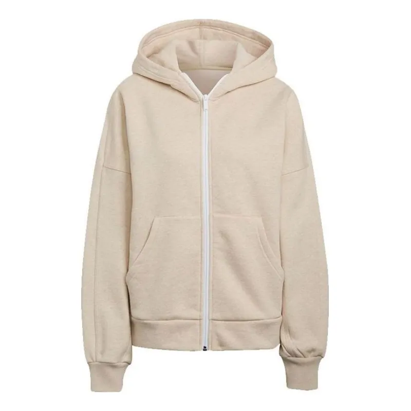 (WMNS) adidas Studio Lounge Fleece Full Zip Hoodie 'Beige' HE3096 sold by KicksCrew