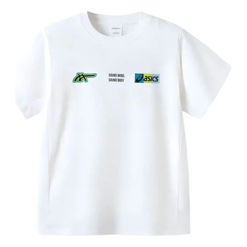 (GS) ASICS Multi-Logo T-Shirt 'White' 332241175028-10 sold by KicksCrew