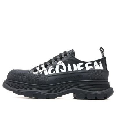 Alexander McQueen Graffiti Tread Slick Lace Up Shoes 'Black White' 711108WIAT61070 sold by KicksCrew