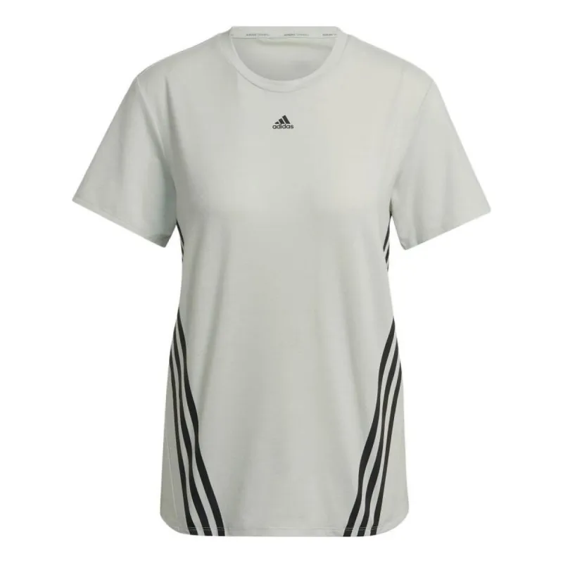 (WMNS) adidas Train Icons 3-Stripes T-Shirt Asia Sizing 'Green' HK6976 sold by KicksCrew