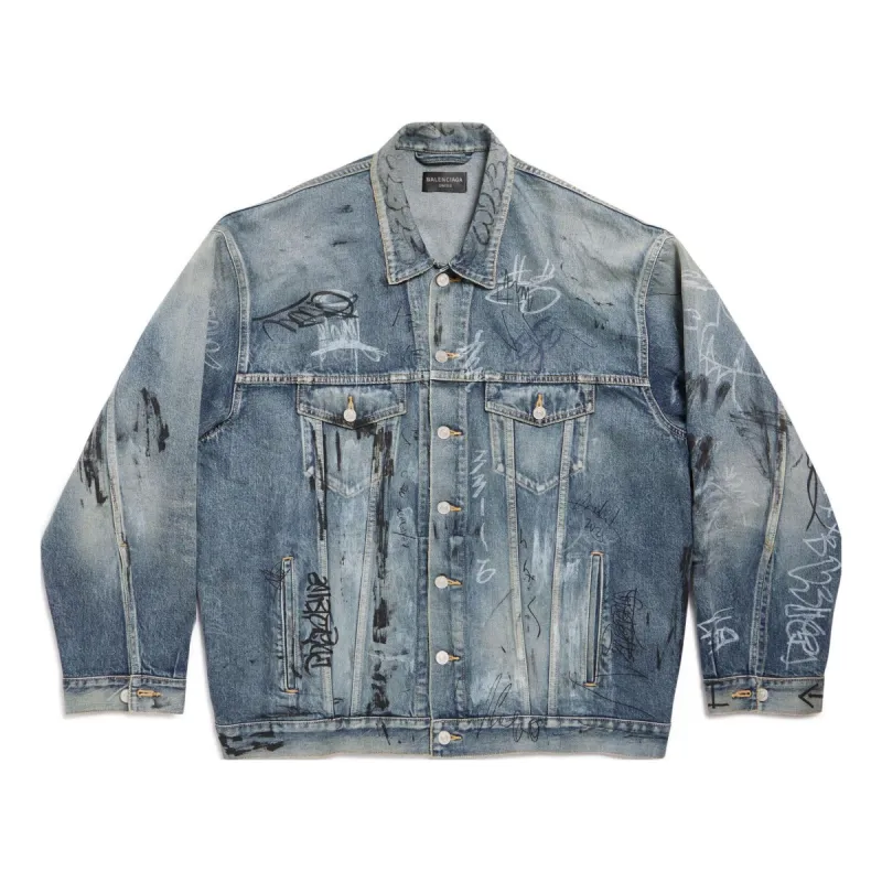 Balenciaga Graffiti Oversized Jacket 'Light Blue' 745048TNW014012 sold by KicksCrew