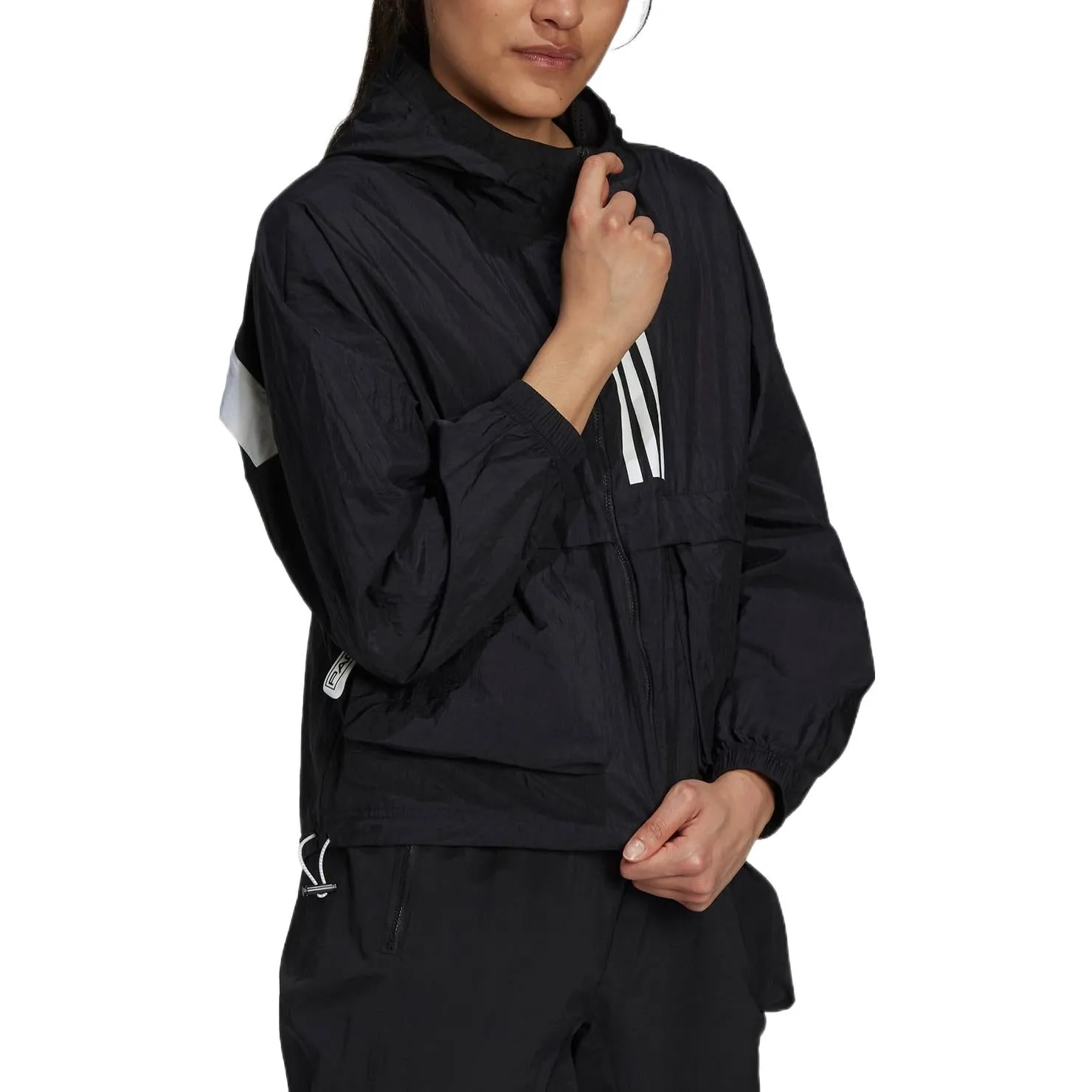 (WMNS) adidas Sportswear W.N.D. Windbreaker 'Black White' GT9754 sold by KicksCrew product image thumbnail 4