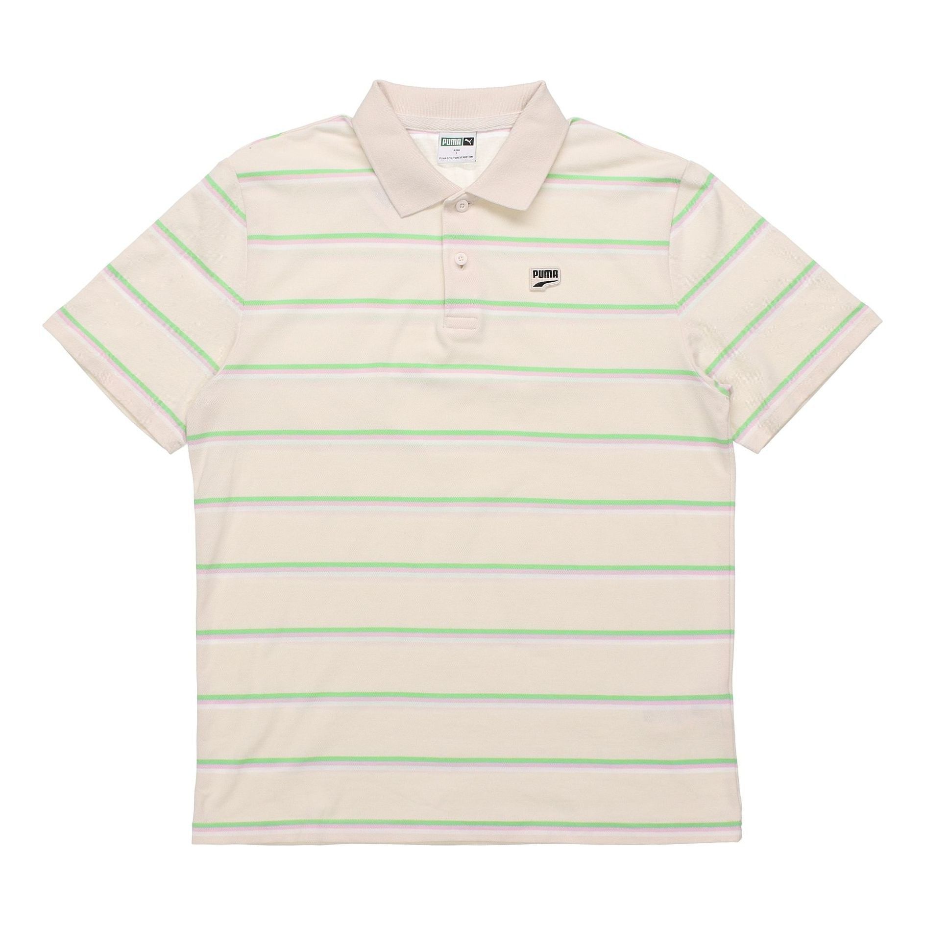 PUMA Downtown Stripe Polo Tee Shirt 'Beige' 599781-75 sold by KicksCrew