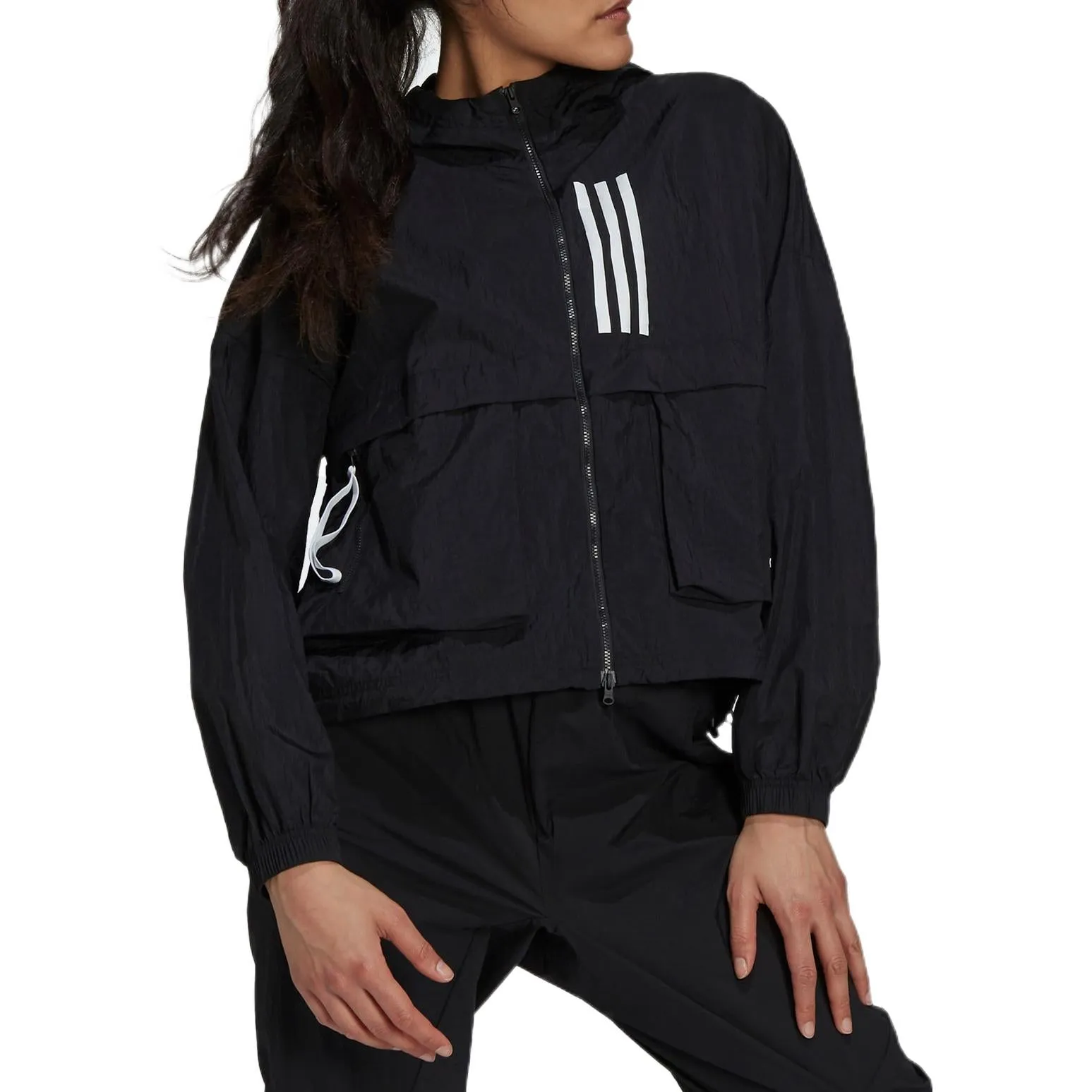 (WMNS) adidas Sportswear W.N.D. Windbreaker 'Black White' GT9754 sold by KicksCrew product image thumbnail 2