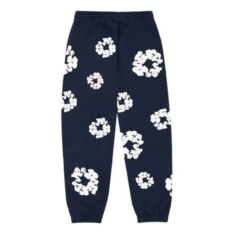 Denim Tears Cotton Wreath Logo Sweatpants 'Navy White' 401-080-30 sold by KicksCrew