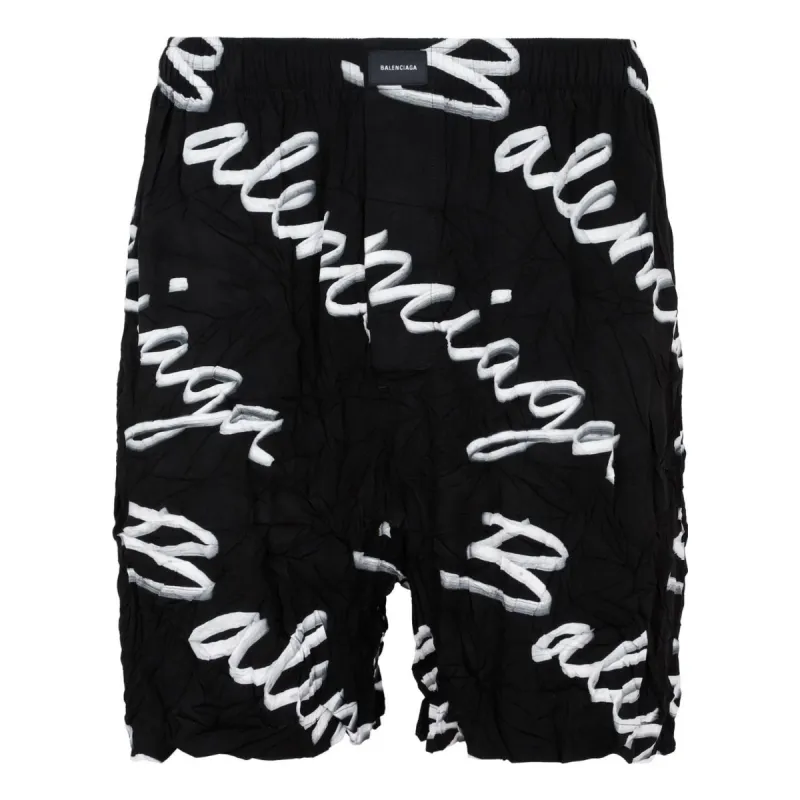 Balenciaga Scribble Logo Bermuda Shorts 'Black' 672410TML131070 sold by KicksCrew