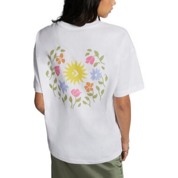 (WMNS) Converse Oversized Floral Graphic Crew T-Shirt 'White' 10025213-A01 sold by KicksCrew product image thumbnail 3