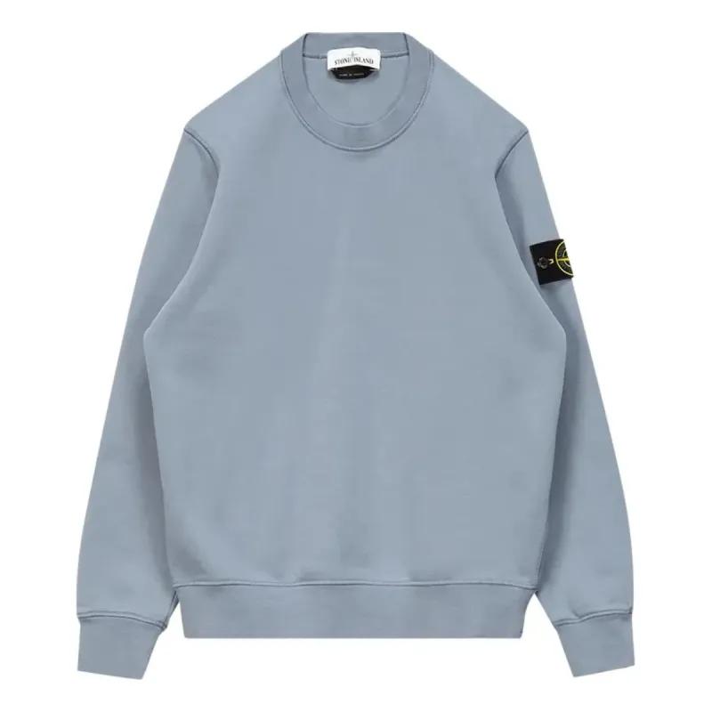 STONE ISLAND Patch Logo Crewneck Sweatshirt 'Mid Blue' 741563051-V0046 sold by KicksCrew