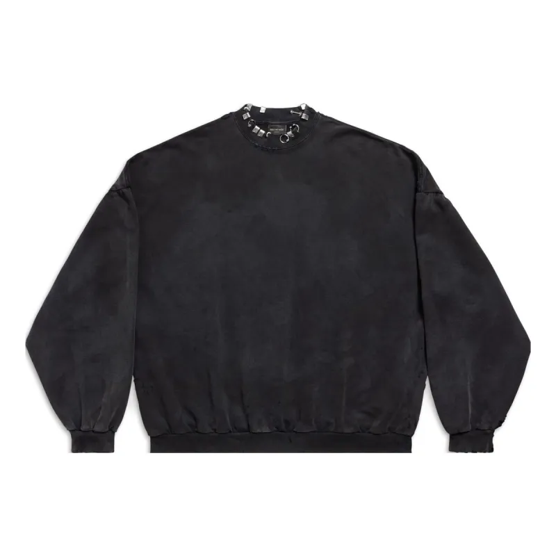 Balenciaga Pierced Round Sweatshirt Oversized 'Black Faded' 762718TPVD91055 sold by KicksCrew