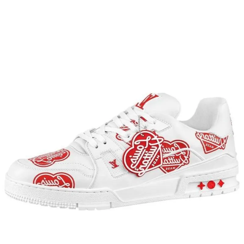 LOUIS VUITTON x Nigo Trainers 'White with Red Logo Hearts' 1A9JAD sold by KicksCrew