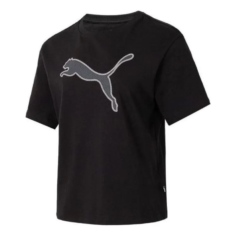(WMNS) PUMA Graphic Sport T-Shirt 'Black Grey' 682164-01 sold by KicksCrew
