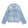 Balenciaga Allover Script Logo Denim Jacket 'Light Blue White' 681690TJW904200 sold by KicksCrew
