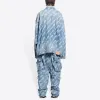 Balenciaga Allover Script Logo Denim Jacket 'Light Blue White' 681690TJW904200 sold by KicksCrew