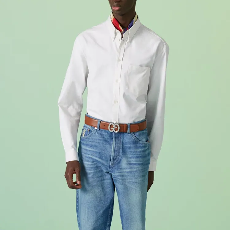 Gucci Oxford Cotton Shirt With Embroidery 'White' 742711-ZANVH-9002 sold by KicksCrew product image thumbnail 3